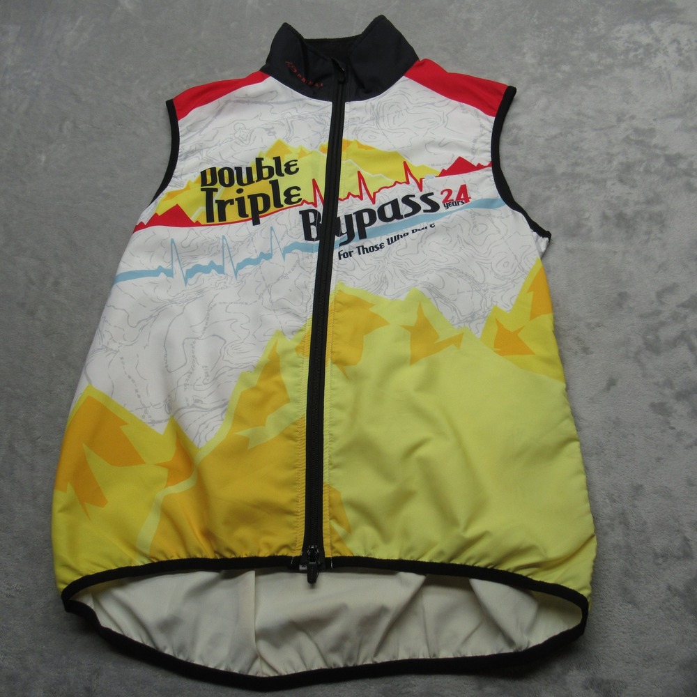 Primal Cycling Jersey Men Medium Full Zip Yellow Sleeveless Double Triple Bypass
